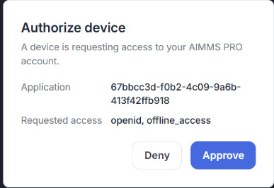 Authorize device dialog in the browser