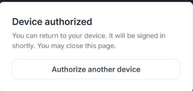Device authorized confirmation